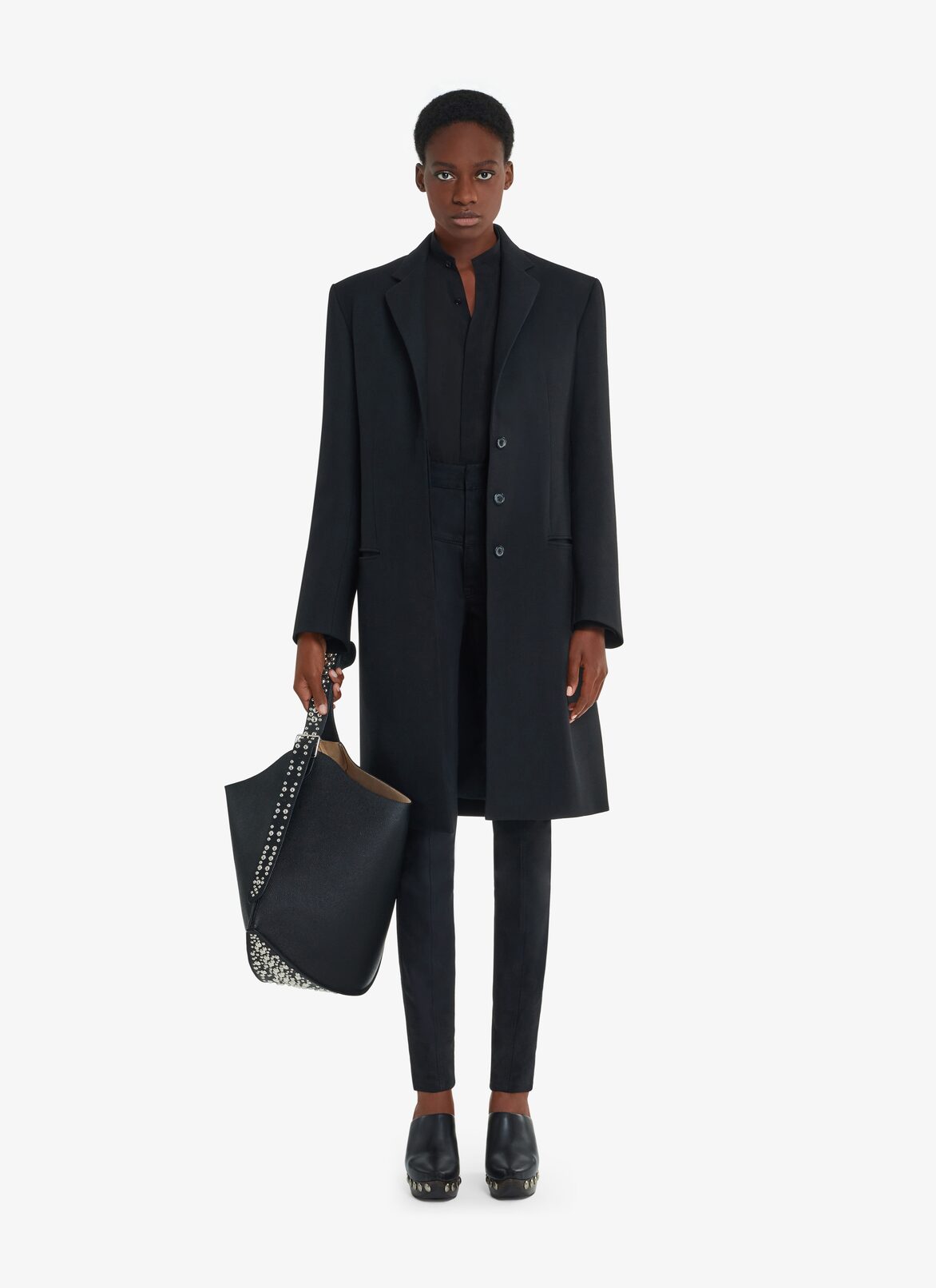 WOOL GABARDINE COAT ALAÏA BLACK WOOL GABARDINE COAT